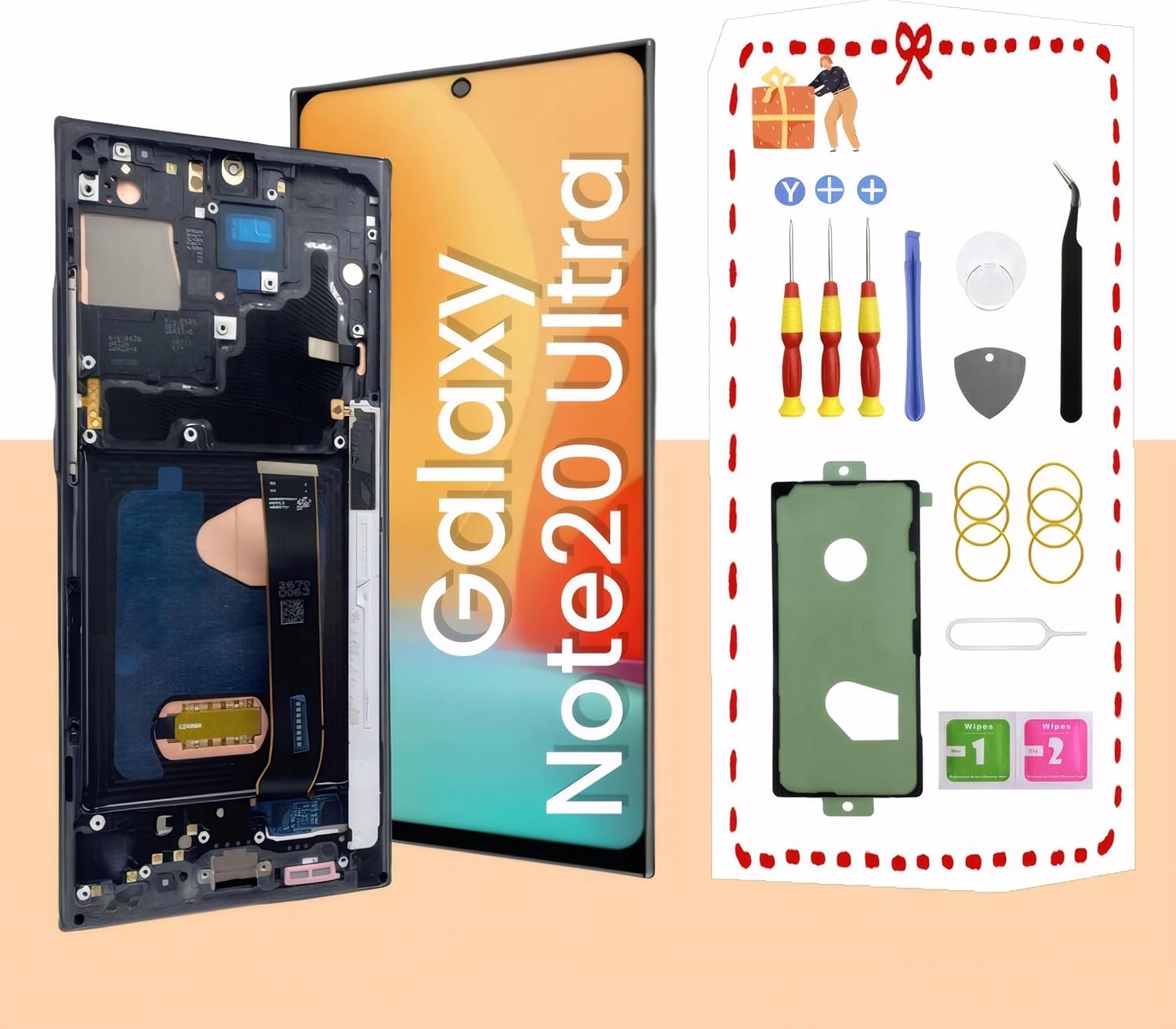 LNONLS OLED for Samsung Galaxy Note20 Ultra 5G LCD Display Screen Assembly Replacement for Samsung Note 20 Ultra Touch Digitizer Screen with Frame Toolkits N985U N986U (Black)