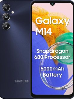 Samsung Galaxy M14 4G (Sapphire Blue,4GB,64GB) | 50MP Triple Cam | 5000mAh Battery | Snapdragon 680 Processor | 2 Gen. OS Upgrade & 4 Year Security Update | 8GB RAM with RAM Plus | Without Charger