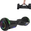 Self Balancing Electric Scooter Skin Hoverboard Sticker Self Balancing Protective PVC Skin Decal Cover for Kids Hoverboard with Bluetooth Speaker and LED Light Wheels (6.5 Inch) - black