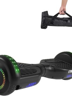 Self Balancing Electric Scooter Skin Hoverboard Sticker Self Balancing Protective PVC Skin Decal Cover for Kids Hoverboard with Bluetooth Speaker and LED Light Wheels (6.5 Inch) - black