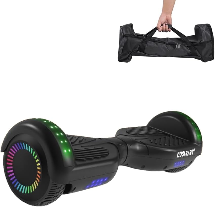 Self Balancing Electric Scooter Skin Hoverboard Sticker Self Balancing Protective PVC Skin Decal Cover for Kids Hoverboard with Bluetooth Speaker and LED Light Wheels (6.5 Inch) - black