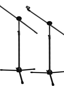eWINNER 2-Pack Microphone Floor Stand Heavy Duty Adjustable Collapsible Tripod Boom Mic Stands w/2 Mic Clip Holders for Performance/Karaoke Singing/Speech/Wedding/Stage Party Outdoor Activity