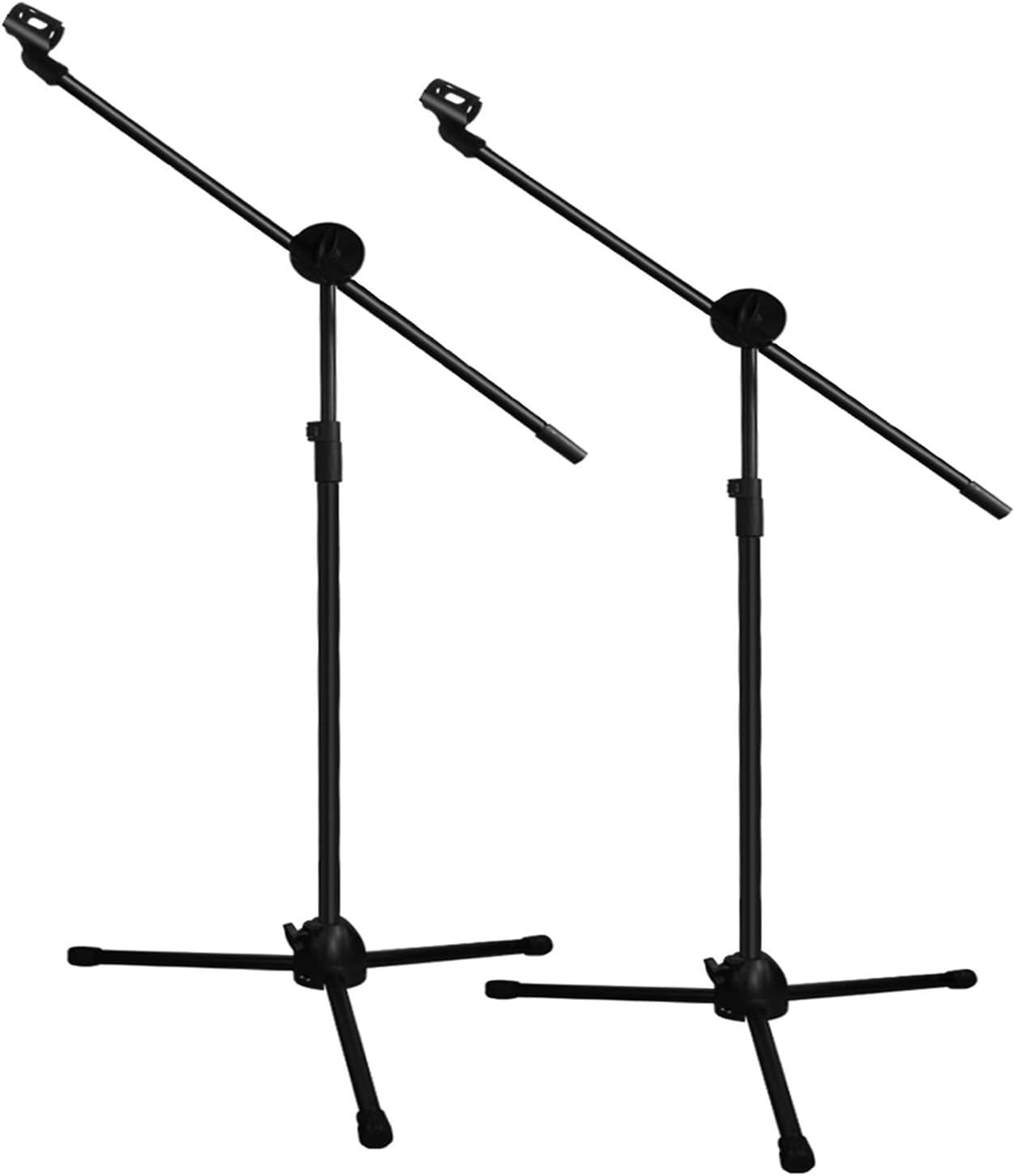 eWINNER 2-Pack Microphone Floor Stand Heavy Duty Adjustable Collapsible Tripod Boom Mic Stands w/2 Mic Clip Holders for Performance/Karaoke Singing/Speech/Wedding/Stage Party Outdoor Activity