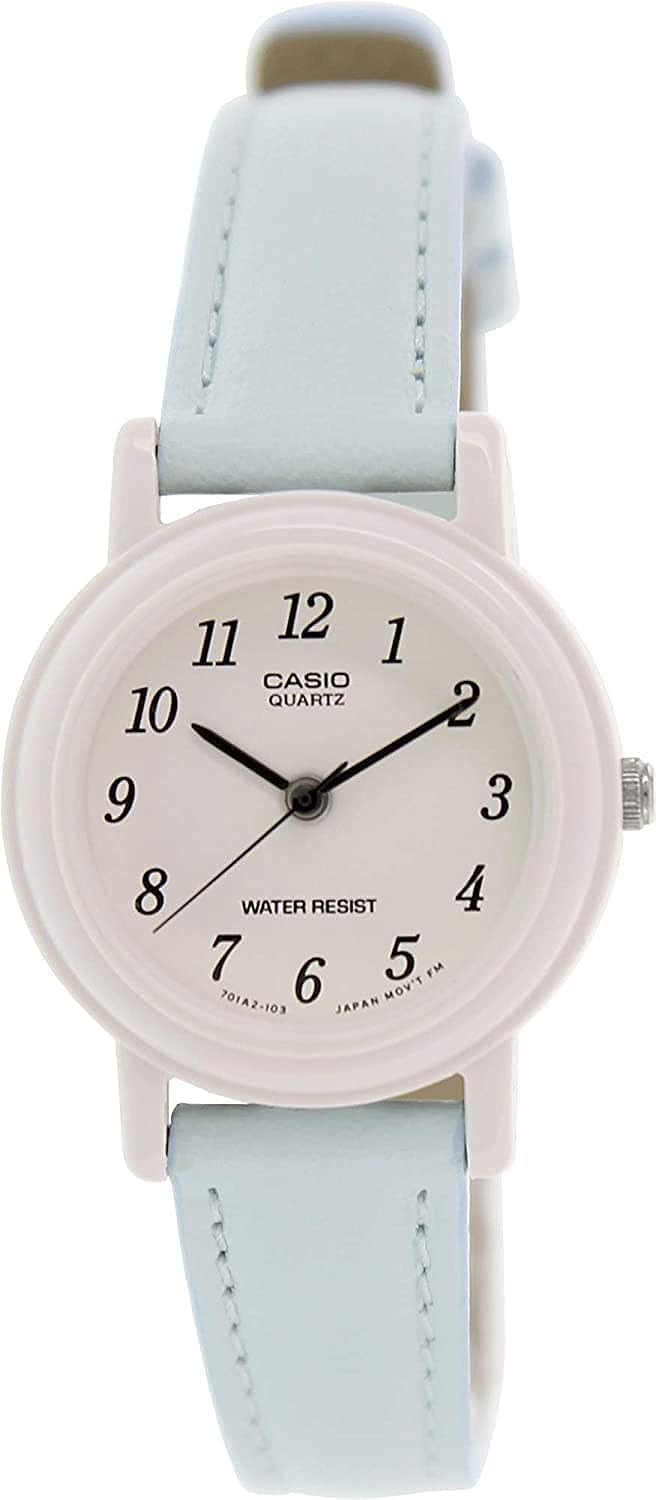 Casio Womens Quartz Watch, Analog Display and Leather Strap
