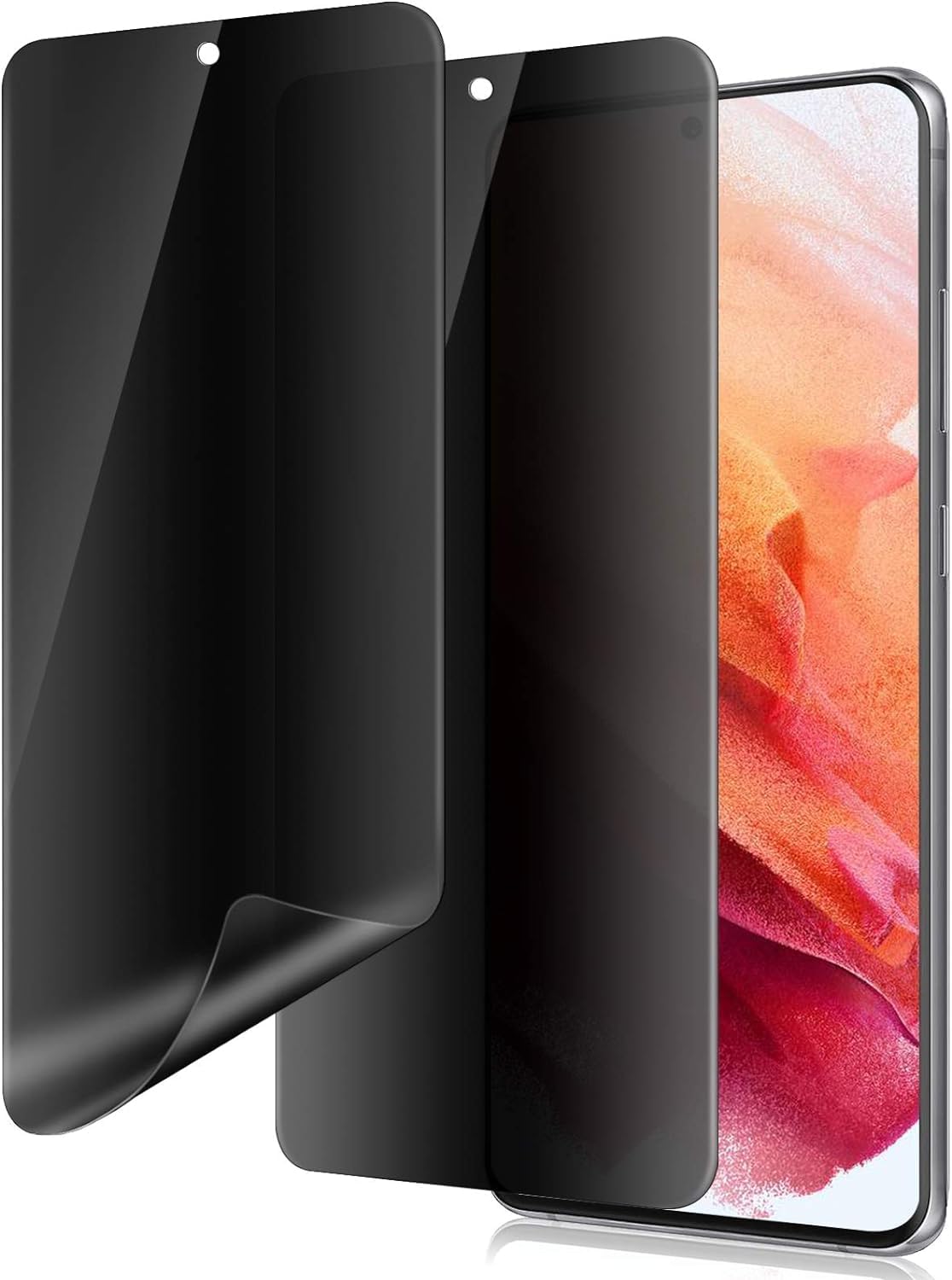 Samsung Galaxy S21 Ultra MATTE Privacy Screen Protector,(NOT A Glass) Anti-Spy Black Film, Fingerprint Unlock, Full Adhesive, Anti-Scratch, 2 Pack (Galaxy S21 Ultra)