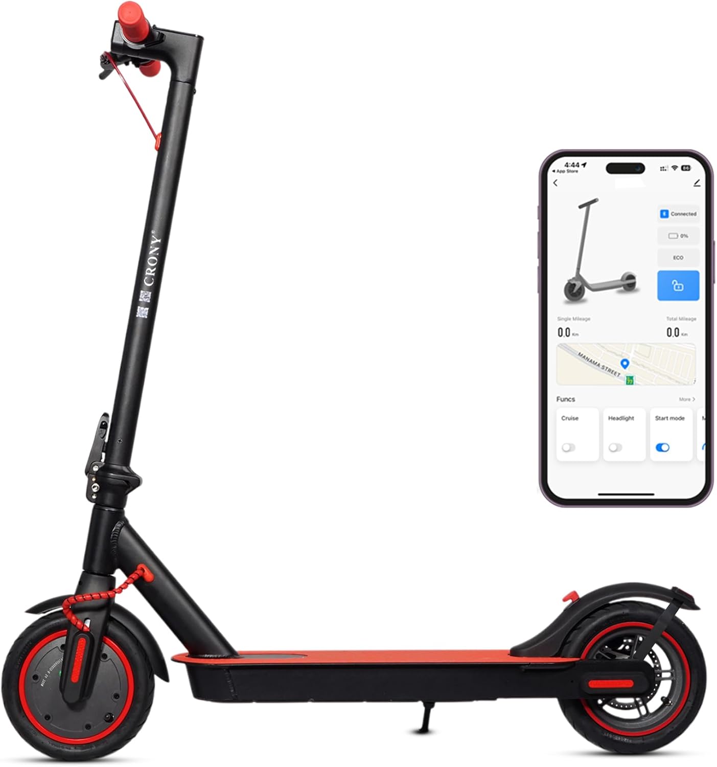 CRONY M365 Foldable Electric Scooter, Lightweight Commuter Scooter for Adults Kids, 250W Motor, Smart App Control, 25-45KM/H Speed, 10-25KM Range, Red