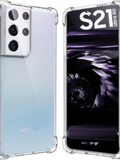 Muzz Samsung Galaxy S21 Ultra 5G Phone Case, Shockproof Crystal Clear Hard Bumper Slim Protective Phone for Samsung S21 Ultra 5G Phone Case 6.8" (Clear Bumber)