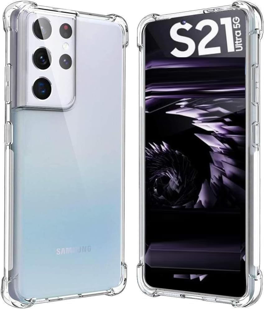 Muzz Samsung Galaxy S21 Ultra 5G Phone Case, Shockproof Crystal Clear Hard Bumper Slim Protective Phone for Samsung S21 Ultra 5G Phone Case 6.8" (Clear Bumber)
