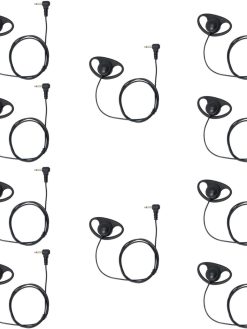 3.5mm Listen Only Earpiece, Soft Rubber D Shape Earhook 1 Pin Headset Earpiece for Two Way Radios Speaker Mics (Pack of 10)
