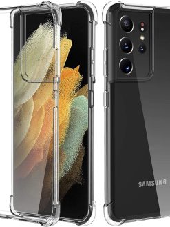 Samsung Galaxy S21 Ultra 5G Case Cover Back Air Cushion Soft Silicone Shockproof Ultra Slim Premium Material Bumper Corner (Clear) by Nice.Store.UAE