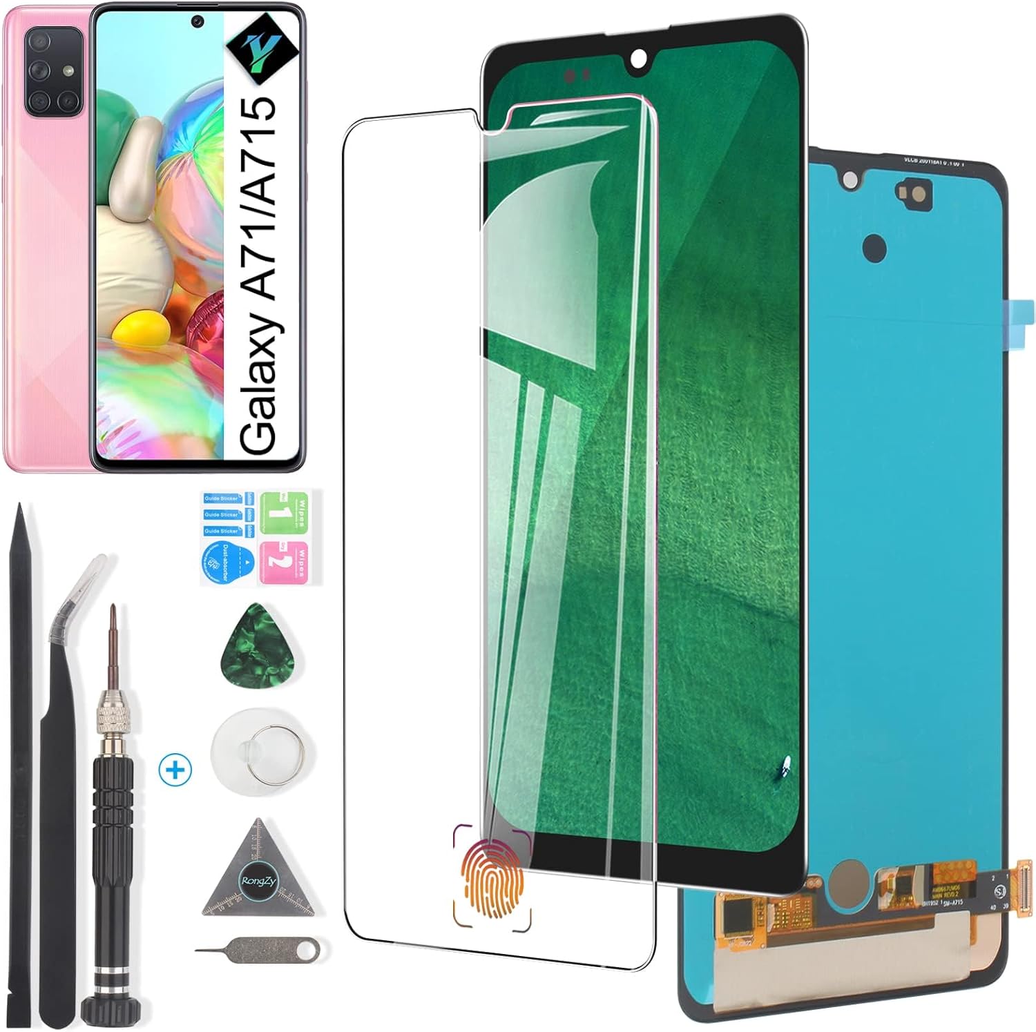 OLED Screen for Samsung Galaxy A71 Screen Replacement for Samsung A71 A715 A715F SM-A715F/DS SM-A715F/DSN A715FD LCD Display with Touch Screen Digitizer Assembly with Fingerprint Sensor 6.7"(Black)