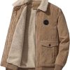 PRIMUN Men's Warm Corduroy Jacket Coat Fur Collar Winter Leisure Parka Coat Men's Warm Military Wool Hat