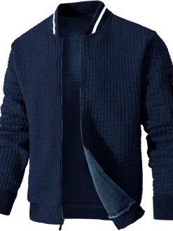 SAVKOOV Mens Lightweight Jacket Casual Bomber Jacket Varsity Coat