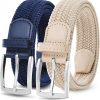 MILORDE Stretch Belt 2Pack,Braided Canvas Woven Elastic Stretch Belts for Men/Women/Junior,Golf Outdoor Activities