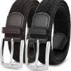 MILORDE Stretch Belt 2Pack,Braided Canvas Woven Elastic Stretch Belts for Men/Women/Junior,Golf Outdoor Activities