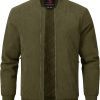 TBMPOY Men's Corduroy Bomber Jacket Quilted Lined Fleece Trucker Full Zip Winter Warm Casual Coat with 3 Zipper Pockets