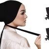 2 Pcs Women Hijab Undercap, Islamic Muslim Under Hijab Cap Inner Under Scarf Hat Hijab Cap with Tie Back Closure Solid Color
