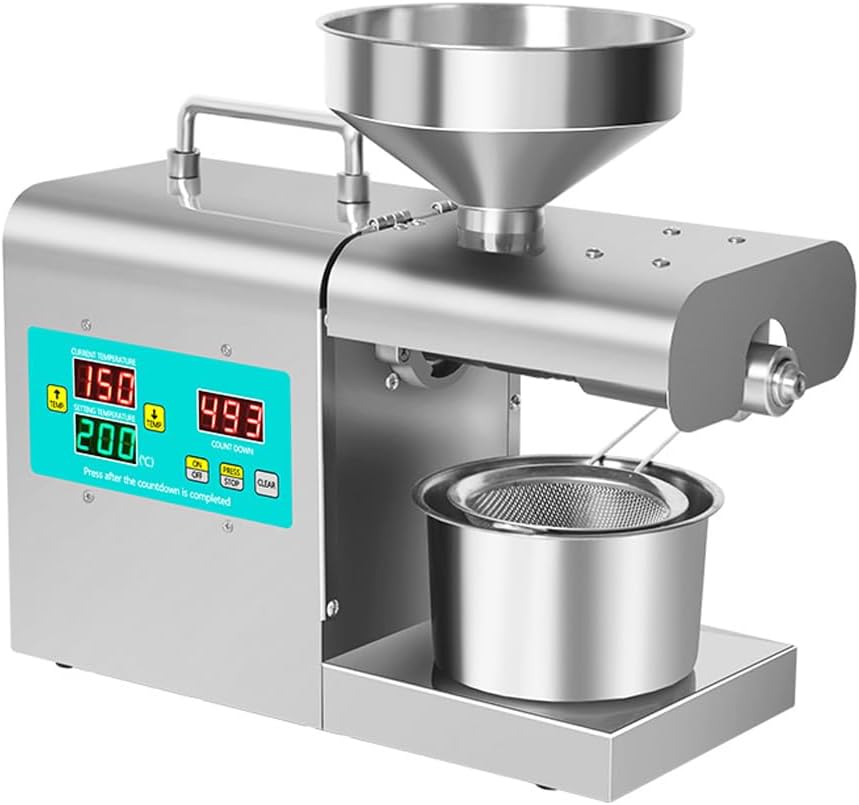 Oil Pressing Machine, RG-312 Intelligent Stainless Steel Oil Presser Household Automatic Pressing Machine No-Fry Material Oil Extraction Device Digital Display with Temperature Adjustable Function