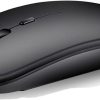 MEALQ MANYU Wireless Mouse, Matte Black, Slim Rechargeable Wireless Silent Mouse, 2.4G Portable USB Optical Wireless Computer Mouse with USB Receiver (Black) (Black)