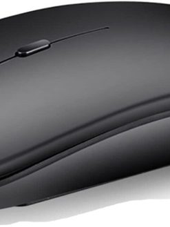 MEALQ MANYU Wireless Mouse, Matte Black, Slim Rechargeable Wireless Silent Mouse, 2.4G Portable USB Optical Wireless Computer Mouse with USB Receiver (Black) (Black)