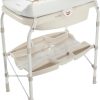 Jikel Ripple, Standing Bath and Changing Table, Compact and Easy Folding, Wheeled, Drain Pipe, Parent Organizer, Standalone Bathtub, One-Handing Folding (Beige)