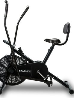 SPARNOD FITNESS SAB-05 Upright Air Bike Exercise Cycle for Home Gym - Dual Action for Full Body Workout - Adjustable Resistance, Height Adjustable seat with Back Rest