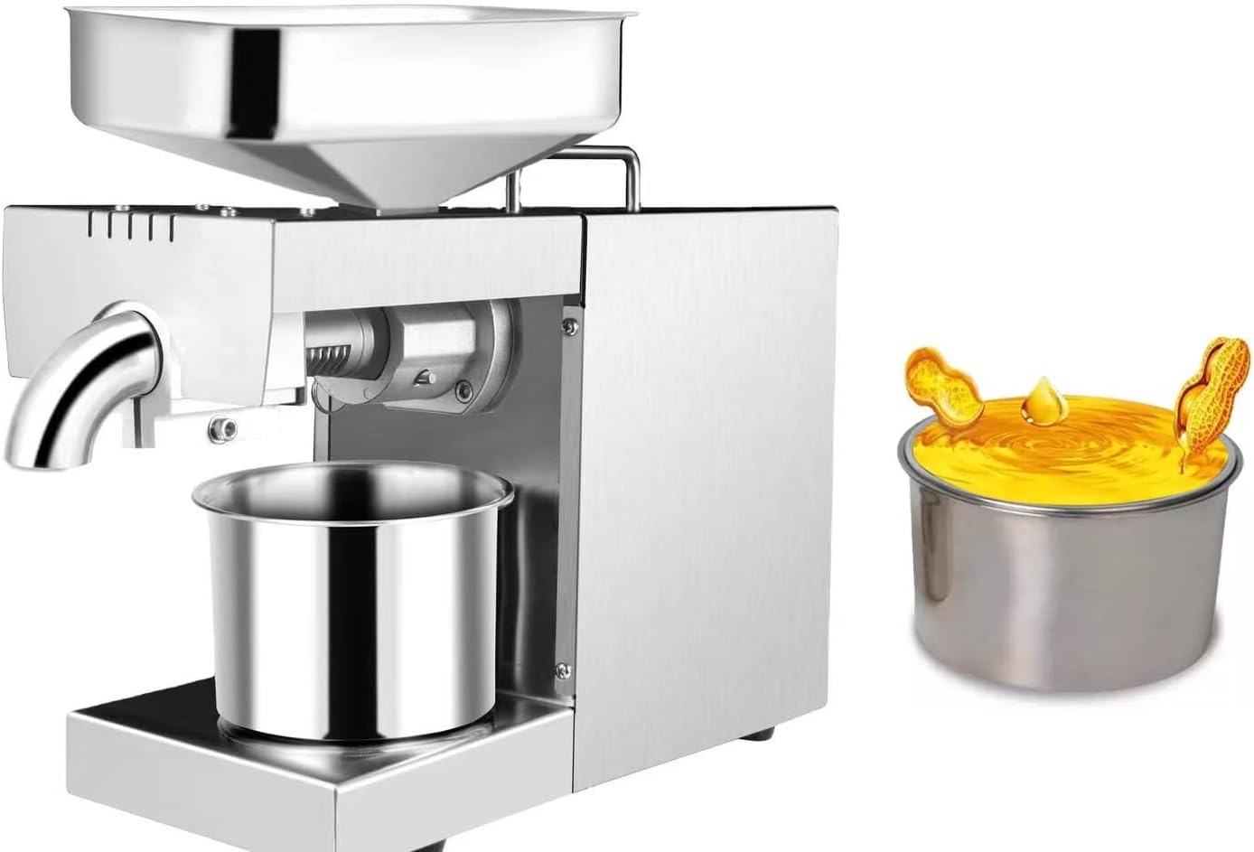 LETWOO 700W Commercial Automatic Oil Press Machine Industrial Oil pressing machine Nuts Seeds Oil Presser Pressing Machine Cold Hot Press All Stainless Steel High Oil Extractor (Model HBM-8086)