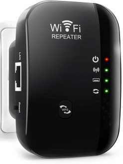 WiFi Extender Signal Booster Up to 3000sq.ft and 28 Devices, WiFi Range Extender, Wireless Internet Repeater, Long Range Amplifier with Ethernet Port, 1-Key Setup, Access Point, Alexa Compatible