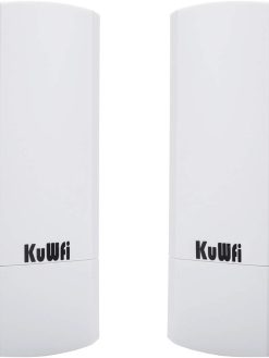 KuWFi Outdoor Wireless Bridge, 2.4G 300Mbps WiFi Access Point Support 1KM Long Range WiFi Extender with 12dBi MIMO High-Gain Antenna for CCTV/Camera