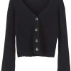 Fankle Sale Women's Button Down V Neck Long Sleeve Cropped Soft Sweater Knit Cardigan Coat
