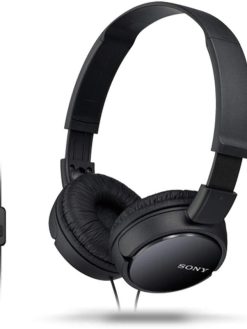 Sony MDR ZX110AP Wired On Ear Headphones with tangle free cable, 3.5mm Mini-jack pin, Headset with Mic for Phone Calls, Black, MDRZX110AP/B