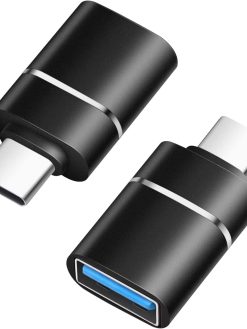 Lullaxx USB C to USB 3.0 Adapter (2 Pack)，USB C Adapter, OTG Function, Compatible with USB Type C Devices, Universal Compatibility for Cell Phone, PC and Laptop, Plug & Play Technology