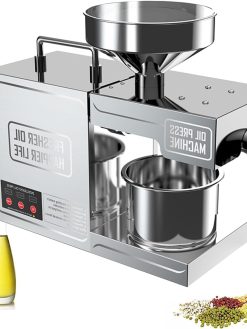 LINCYS Electric Oil Press Machine Household, 820W Oil Press Machine Commercial Hot and Cold Oil Presser, Automatic Electric Oil Press Machine 304 Stainless Steel Nut Oil Extractor
