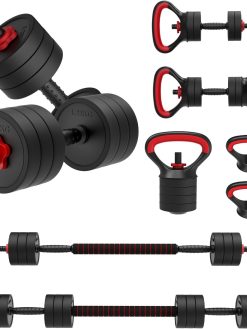 JOROTO Adjustable Dumbbells Set, Weights Dumbbells Set with Connector, 4 in1 Workout Weights Set for Home Gym Used as Barbell, Kettlebells, Push up Stand, Men Women Exercise Fitness Equipment