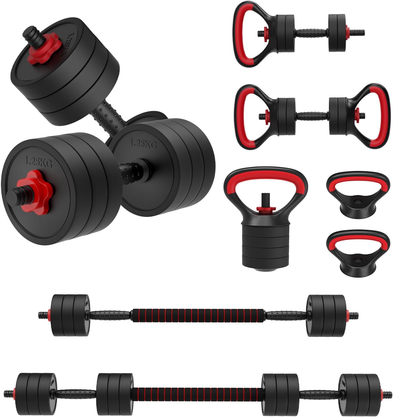 JOROTO Adjustable Dumbbells Set, Weights Dumbbells Set with Connector, 4 in1 Workout Weights Set for Home Gym Used as Barbell, Kettlebells, Push up Stand, Men Women Exercise Fitness Equipment