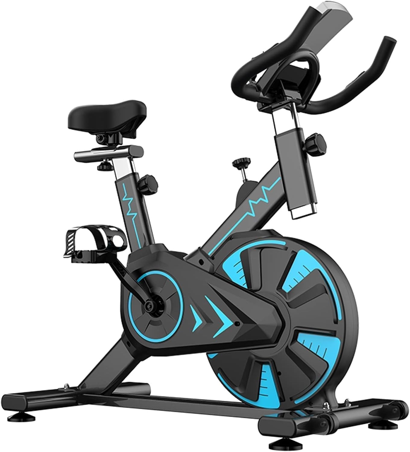 Indoor Cycling Bike, Silent Belt Drive Exercise Bike Stationary Bicycle with Steel Flywheel, Phone Holder, Adjustable Seat and Handlebar, Heart Rate Monito