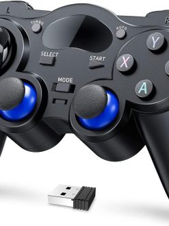 Angju USB Wireless Gaming Controller Gamepad for PC/Laptop Computer(Windows XP/7/8/10) & PS3 & Android & Steam - [Black] (Black)