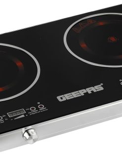 Geepas Double Burner Infrared Cooker, 99mins Timer, GIC6131 | LED Display | 9 Temperature Settings | Child Lock | Ceramic Heating Element