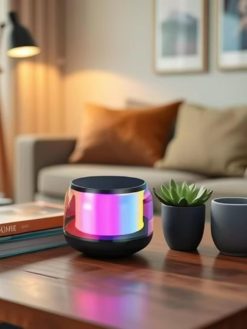 ZXXZKWPP Portable Bluetooth Speakers with Colorful Lights, Loud Sound, Small Bluetooth Speaker with Wireless Stereo Pairing, HiFi Sound, Long Playtime,for Shower,Home,Outdoor-W