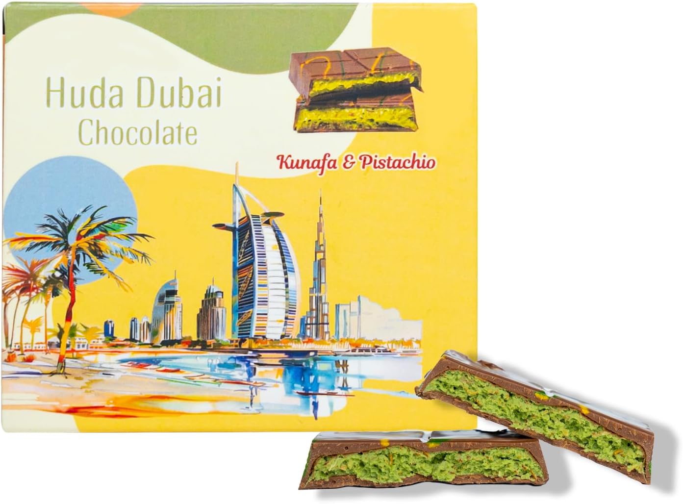Dubai Chocolate Kunafa Pistachio Milk Chocolate Freshly Made With Real Kunafa 100g
