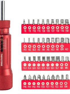 Thorstone Inch Pound Torque Screwdriver Wrench Set with 40 S2 Bits, 1/4'' Drive, 10-70 In-lbs for Maintenance, Tool use, Bike Repair, and Mounting