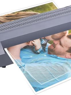 Gluckluz Laminator A3 Size Hot & Cold 3 Min Warm-up Laminating Machine with 5 * A3/A4/A5 Laminating Pouches & Paper Trimmer & Corner Rounder for Home School Office Teacher Use (Grey)