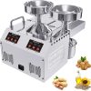 PAHION Double Head Oil Press Machine Commercial Automatic Electric Oil Press Extractor 304 Stainless Steel Cold/Heat Oil Press Expeller Easily Extract Nut Peanut Sesame Rapeseed Walnut Oil
