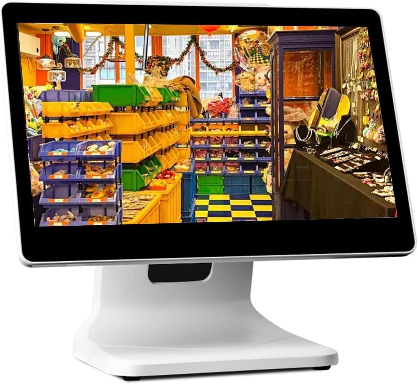 SUCRFXJ 15.6 Inch Touch Screen PC POS System, Smart Touch Screen Cash Register POS System, Windows 10 Retail Cash Register System, For Business Restaurants Retail Bar Supermarket Kitchen Printer