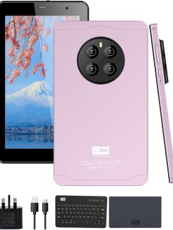 C idea 7" Smart Tablet CM518 Pro, Android 13 Kids Computer Tab with Wiresless Keyboard and Protective Cover, Single SIM 5G LTE Wifi, Zoom & Tiktok Supported (Golden)