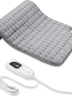 Heating pad, Electric Heat Pad with Automatic Switch-Off and 6 Temperature Levels Heating pad for Back Neck Shoulder Belly Heating Technology - Machine Washable. (12" x 24", Silver Gray)