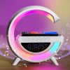 KuyiGame 6-in-1 Night Lights with Wireless Charger & Bluetooth Speaker & Alarm Clocks White Noise Sound Machine, 15W Qi Fast Wireless Charging G Speakers Desk Lamp for Bedroom Home Decor Gifts