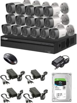 DAHUA CCTV Security Outdoor Camera Kit for home- HD 2MP Cameras Combo Kit 16CH HD DVR,16 Outdoor(Bullet) Cameras, 1 TB Harddisk, Power Supply