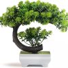 Angju Fake Plants Plastic Artificial Bonsai Tree, Faux Tree with Plastic Pot, for Home Table Office Desk Bathroom Shelf Bedroom Living Room Farmhouse Decorations (Small Green)