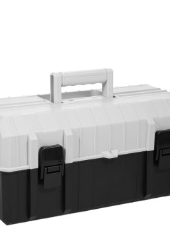 Plastic Storage Toolbox, 3-Layer Portable Tool Box, Hobby or Craft Storage Toolbox, Multication Tool Organizer for Home Tools, Nails and Pins, Black-Grey DOOMUN